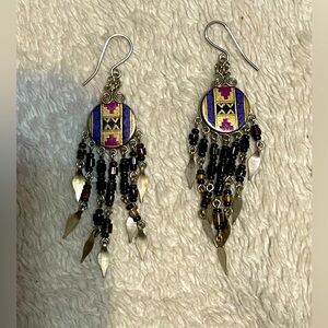 Southwest AZTEC Painted Earrings Beaded Native American BOHO  Vintage